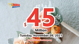 2021年11月5日 – 一名玩家赢得了Mega Millions的第二奖；彩金升至4500万美元。